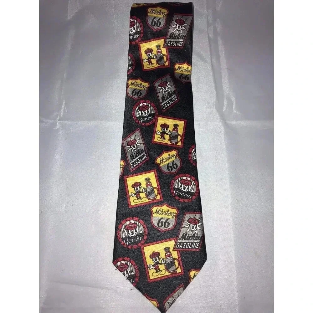 Mickey Unlimited Route 66 Gasoline Signs Vintage Walt Disney Classic Neck Tie